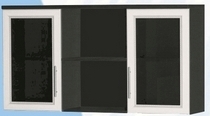 Антресоль большая с двумя стеклодверями ДЛЯ ГОСТИНОЙ АБС-2 Венге/Дуб выбеленный в Лесосибирске - lesosibirsk.katalogmebeli.com | фото