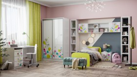 Детская комната Флер (Белый/корпус Выбеленное дерево) в Лесосибирске - lesosibirsk.katalogmebeli.com | фото 1