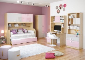Детская комната Грэйси (Розовый/Серый/корпус Клен) в Лесосибирске - lesosibirsk.katalogmebeli.com | фото 2