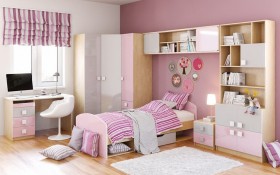 Детская комната Грэйси (Розовый/Серый/корпус Клен) в Лесосибирске - lesosibirsk.katalogmebeli.com | фото 3