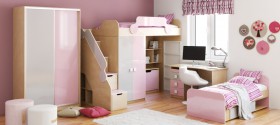 Детская комната Грэйси (Розовый/Серый/корпус Клен) в Лесосибирске - lesosibirsk.katalogmebeli.com | фото 5