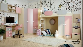 Детская комната Грэйси (Розовый/Серый/корпус Клен) в Лесосибирске - lesosibirsk.katalogmebeli.com | фото 1
