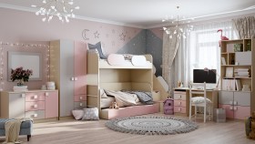 Детская комната Грэйси (Розовый/Серый/корпус Клен) в Лесосибирске - lesosibirsk.katalogmebeli.com | фото 12