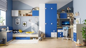 Детская комната Скай (Синий/Белый/корпус Клен) в Лесосибирске - lesosibirsk.katalogmebeli.com | фото