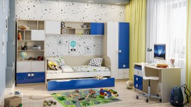 Детская комната Скай Люкс (Синий/Белый/корпус Клен) в Лесосибирске - lesosibirsk.katalogmebeli.com | фото 1