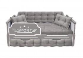 Кровать 160 серии Спорт 2 ящика 45 Серый (подушки) в Лесосибирске - lesosibirsk.katalogmebeli.com | фото