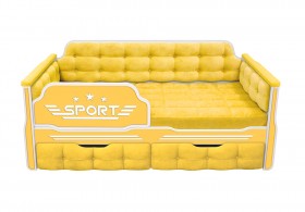 Кровать 160 серии Спорт 2 ящика 74 Жёлтый (мягкие боковые накладки) в Лесосибирске - lesosibirsk.katalogmebeli.com | фото