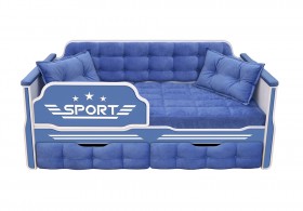 Кровать 160 серии Спорт 2 ящика 85 Синий (подушки) в Лесосибирске - lesosibirsk.katalogmebeli.com | фото