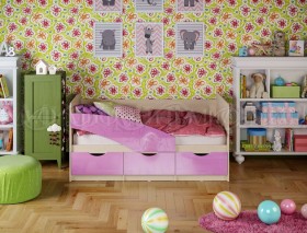 Кровать Бабочки 1,6м (Сиреневый металлик) в Лесосибирске - lesosibirsk.katalogmebeli.com | фото