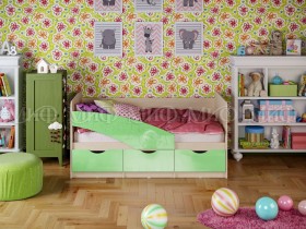 Кровать Бабочки 2,0м (Салатовый металлик) в Лесосибирске - lesosibirsk.katalogmebeli.com | фото 1