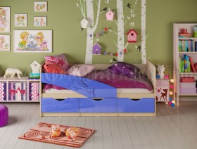 Кровать детская 1,6м Дельфин (Синий металлик) в Лесосибирске - lesosibirsk.katalogmebeli.com | фото