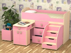 Кровать детская Фея 1.6 Дуб молочный/Розовый в Лесосибирске - lesosibirsk.katalogmebeli.com | фото