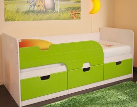 Кровать детская Минима 1,86м с ящиками (дуб атланта/лайм глянец) в Лесосибирске - lesosibirsk.katalogmebeli.com | фото