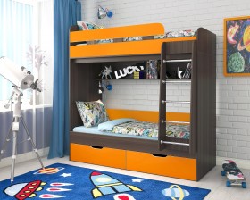 Кровать двухъярусная Юниор-5  Бодего/Оранжевый в Лесосибирске - lesosibirsk.katalogmebeli.com | фото 1