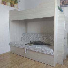 Кровать двухъярусная с диваном (Беленый дуб) в Лесосибирске - lesosibirsk.katalogmebeli.com | фото