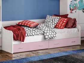 Кровать Fashion-1 Вега 0,9 м (Белый/Розовый) в Лесосибирске - lesosibirsk.katalogmebeli.com | фото