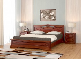 Кровать Карина-7 из массива сосны 1400*2000 Орех в Лесосибирске - lesosibirsk.katalogmebeli.com | фото 1