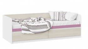 Кровать «Сканди» с 2 ящиками Дуб Гарден/Белый/Лиловый в Лесосибирске - lesosibirsk.katalogmebeli.com | фото