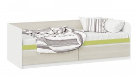 Кровать «Сканди» с 2 ящиками Дуб Гарден/Белый/Зеленый в Лесосибирске - lesosibirsk.katalogmebeli.com | фото 1