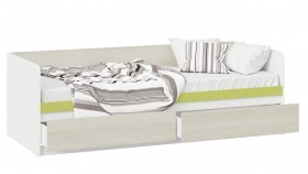 Кровать «Сканди» с 2 ящиками Дуб Гарден/Белый/Зеленый в Лесосибирске - lesosibirsk.katalogmebeli.com | фото 2