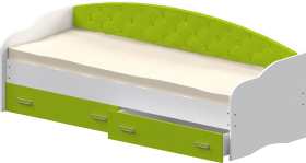 Кровать Софа-8 с мягкой спинкой (900х1900) Белый/Лайм в Лесосибирске - lesosibirsk.katalogmebeli.com | фото