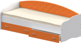 Кровать Софа-8 с мягкой спинкой (900х2000) Белый/Оранжевый в Лесосибирске - lesosibirsk.katalogmebeli.com | фото