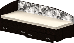Кровать Софа-9 с мягкой спинкой с рисунком Милана (900х1900) Венге в Лесосибирске - lesosibirsk.katalogmebeli.com | фото