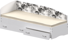 Кровать Софа-9 с мягкой спинкой с рисунком Милана (900х2000) Белый в Лесосибирске - lesosibirsk.katalogmebeli.com | фото
