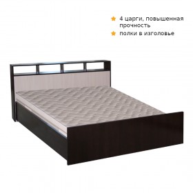 Кровать ТРОЯ 1600 Венге-Дуб бел. в Лесосибирске - lesosibirsk.katalogmebeli.com | фото