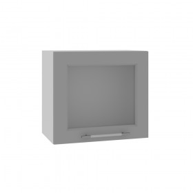 Квадро ВПГС 500 шкаф верхний горизонтальный со стеклом высокий (Белая кожа/корпус Серый) в Лесосибирске - lesosibirsk.katalogmebeli.com | фото