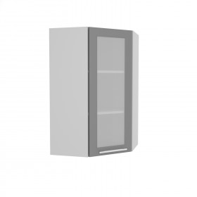 Квадро ВПУС 550 шкаф верхний угловой со стеклом высокий (Железо/корпус Серый) в Лесосибирске - lesosibirsk.katalogmebeli.com | фото