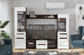 Мебель для гостиной МГС 6 (Исполнение 1/Венге/Белый глянец) в Лесосибирске - lesosibirsk.katalogmebeli.com | фото