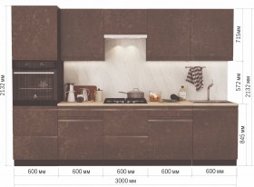 Модульная кухня Бруклин 3 м (Бетон коричневый) в Лесосибирске - lesosibirsk.katalogmebeli.com | фото 14