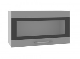 Ройс ВПГСФ 800 Шкаф верхний горизонтальный со стеклом с фотопечатью высокий (Белый софт/корпус Серый) в Лесосибирске - lesosibirsk.katalogmebeli.com | фото