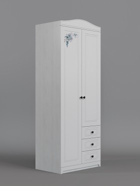 Шкаф 2-х створчатый с ящиками Бэлла (Выбеленное дерево/Белый) в Лесосибирске - lesosibirsk.katalogmebeli.com | фото