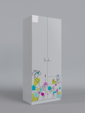 Шкаф 2-х створчатый с ящиками Флёр (Белый/корпус Выбеленное дерево) в Лесосибирске - lesosibirsk.katalogmebeli.com | фото