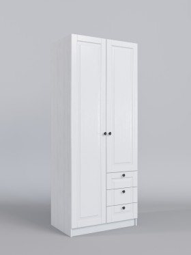 Шкаф 2-х створчатый с ящиками Классика (Белый/корпус Выбеленное дерево) в Лесосибирске - lesosibirsk.katalogmebeli.com | фото