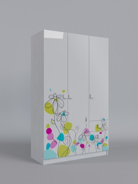 Шкаф 3-х створчатый с ящиками Флёр (Белый/корпус Выбеленное дерево) в Лесосибирске - lesosibirsk.katalogmebeli.com | фото