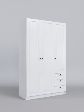 Шкаф 3-х створчатый с ящиками Классика (Белый/корпус Выбеленное дерево) в Лесосибирске - lesosibirsk.katalogmebeli.com | фото