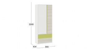 Шкаф для одежды комбинированный «Сканди» Дуб Гарден/Белый/Зеленый в Лесосибирске - lesosibirsk.katalogmebeli.com | фото 5
