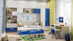 Система хранения над кроватью Скай люкс (Синий/Белый/корпус Клен) в Лесосибирске - lesosibirsk.katalogmebeli.com | фото 2