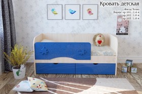 Техно Кровать детская 2 ящика 1.6 Синий глянец в Лесосибирске - lesosibirsk.katalogmebeli.com | фото